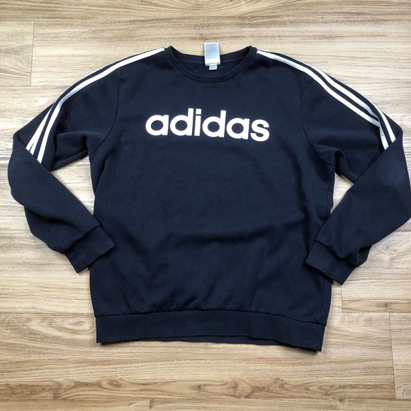 adidas Other - ADIDAS Pullover Sweatshirt Men's Size Large 3-Stripe Crew Neck Long Sleeve Blue